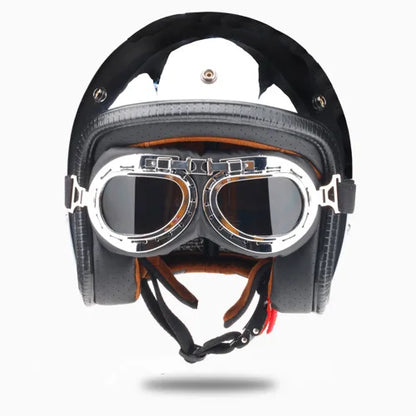Chrome Retro Motorcycle Full Face Helmet by RiderOut™