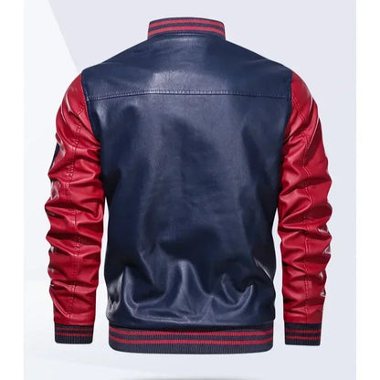American Baseball Collar Pilot PU Leather Jacket by RiderOut