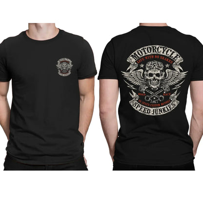 Black Essential Motorcycle Speed Junkies T-shirts by RiderOut™
