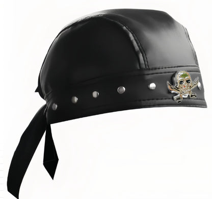 Motorcycle Biker Leather Adjustable Skull Cap by RiderOut