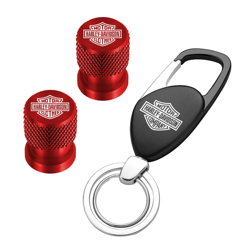 Metal Motorcycle Key Rings Keychain & Tire Valve Stem Caps for HD by RiderOut™