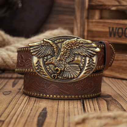 American Eagle Engraved Buckle PU Leather Belts by RiderOut