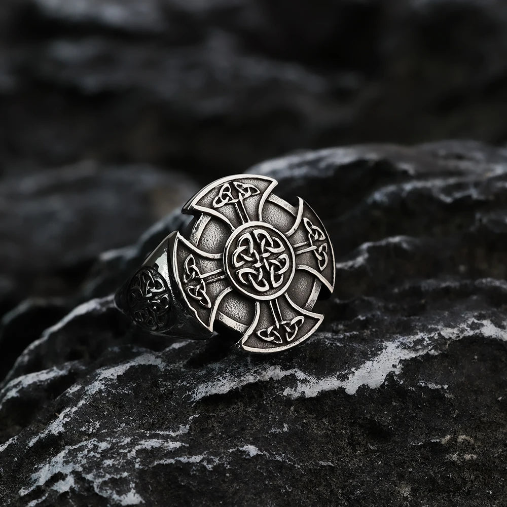 Cross Celtic Knot Titanium Steel Ring by RiderOut™