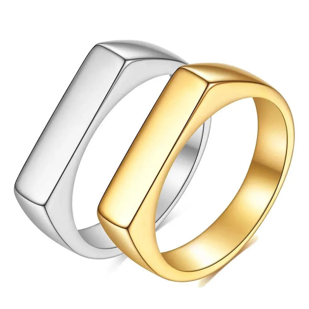 Square Band Flat Top Signet Ring by RiderOut™