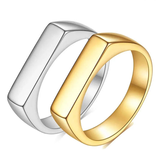 Square Band Flat Top Signet Ring by RiderOut™