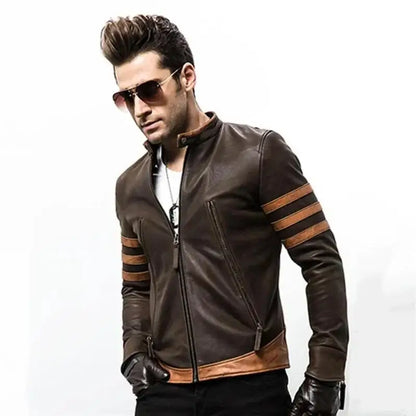 Slim Fit Retro Locomotive Logan PU Leather Jacket by RiderOut