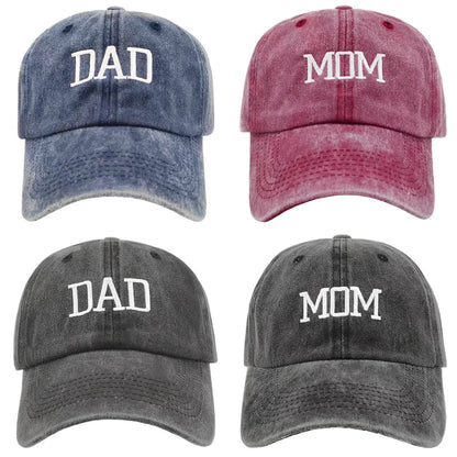 Washed Cotton DAD MOM Embroidered Baseball Cap by RiderOut™
