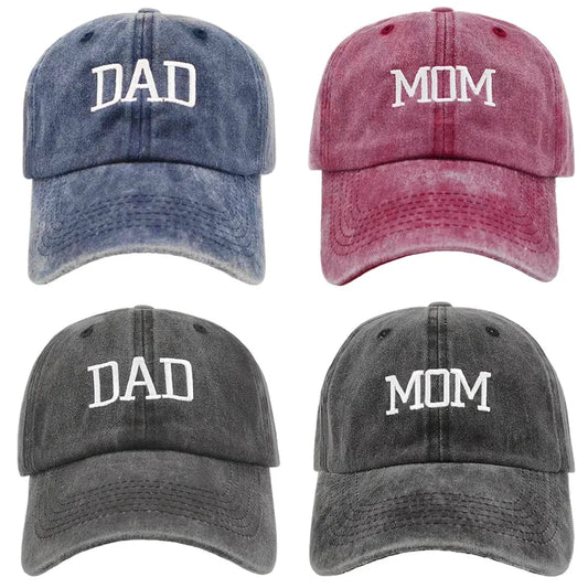Washed Cotton DAD MOM Embroidered Baseball Cap by RiderOut™