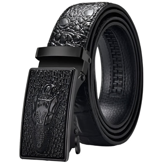 Genuine Leather Crocodile Pattern Leather Belt by RiderOut