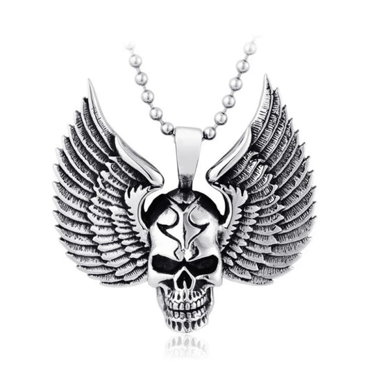 Gothic Domineering Skull Wing Pendant Necklace by RiderOut™