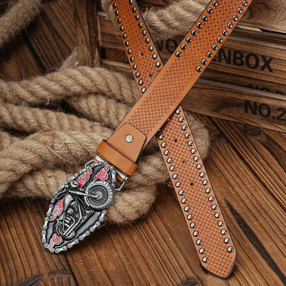 Motorcycle Engraved Buckle PU Leather Belts by RiderOut