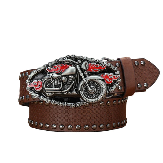Motorcycle Engraved Buckle PU Leather Belts by RiderOut