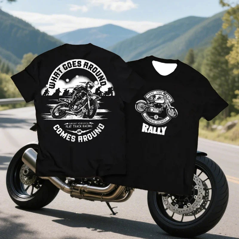 H D Chopper Print  Motorcycle T-Shirt by RiderOut™