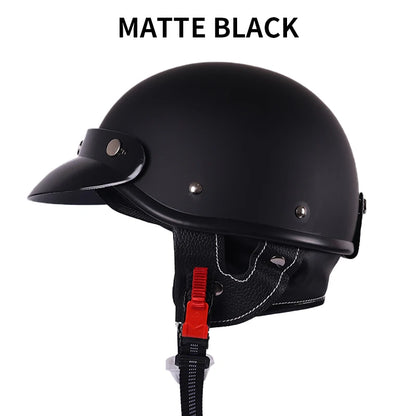 Black Half Shell with Neck Warmer Motorcycle Helmet by RiderOut™