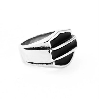 H D Logo Vintage Titanium Steel Ring by RiderOut