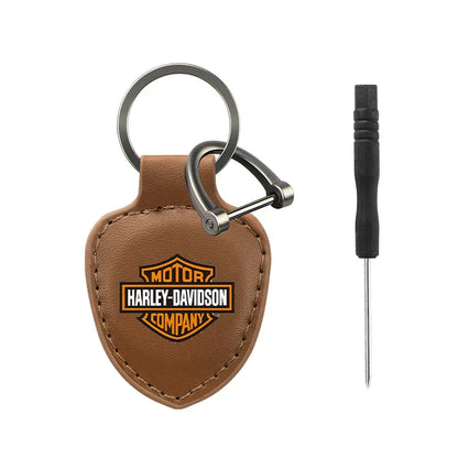 HD Motorcycle Shield Leather Key Rings Keychain by RiderOut™