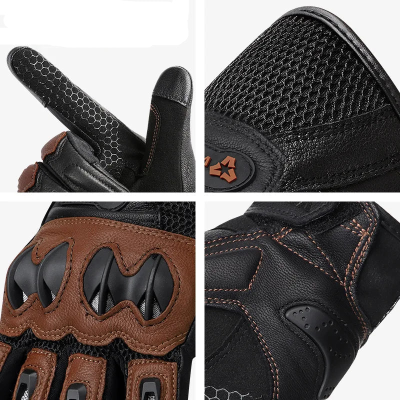 Genuine Sheepskin Leather Motorcycle Gloves by RiderOut™