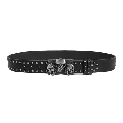 Black Skull Metal Buckle PU Leather Unisex Belt by RiderOut™