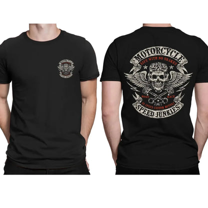 Black Motorcycle Speed Junkies T-shirt by RiderOut™