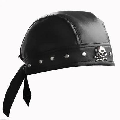 Motorcycle Biker Leather Adjustable Skull Cap by RiderOut