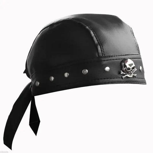Motorcycle Biker Leather Adjustable Skull Cap by RiderOut