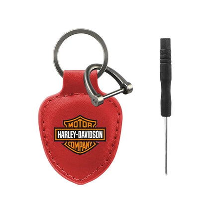HD Motorcycle Shield Leather Key Rings Keychain by RiderOut™