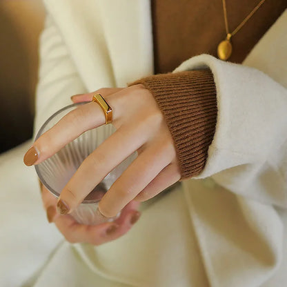 Square Band Flat Top Signet Ring by RiderOut™
