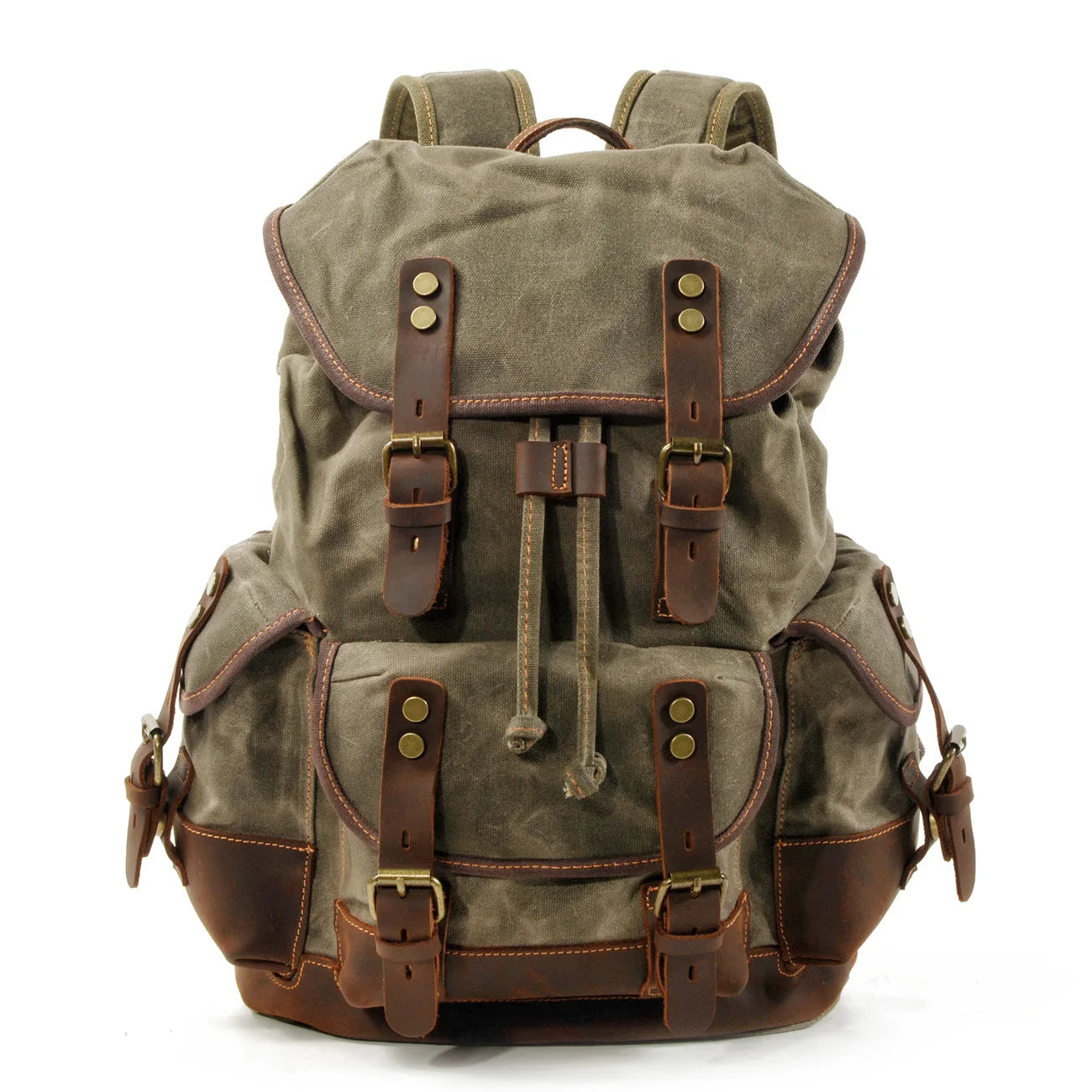 Outdoor Leather Canvas Backpack by RiderOut™