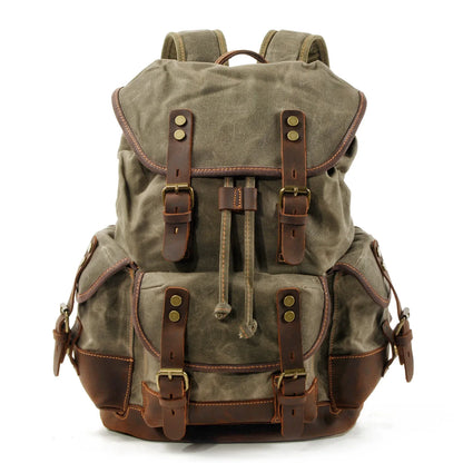 Outdoor Leather Canvas Backpack by RiderOut™