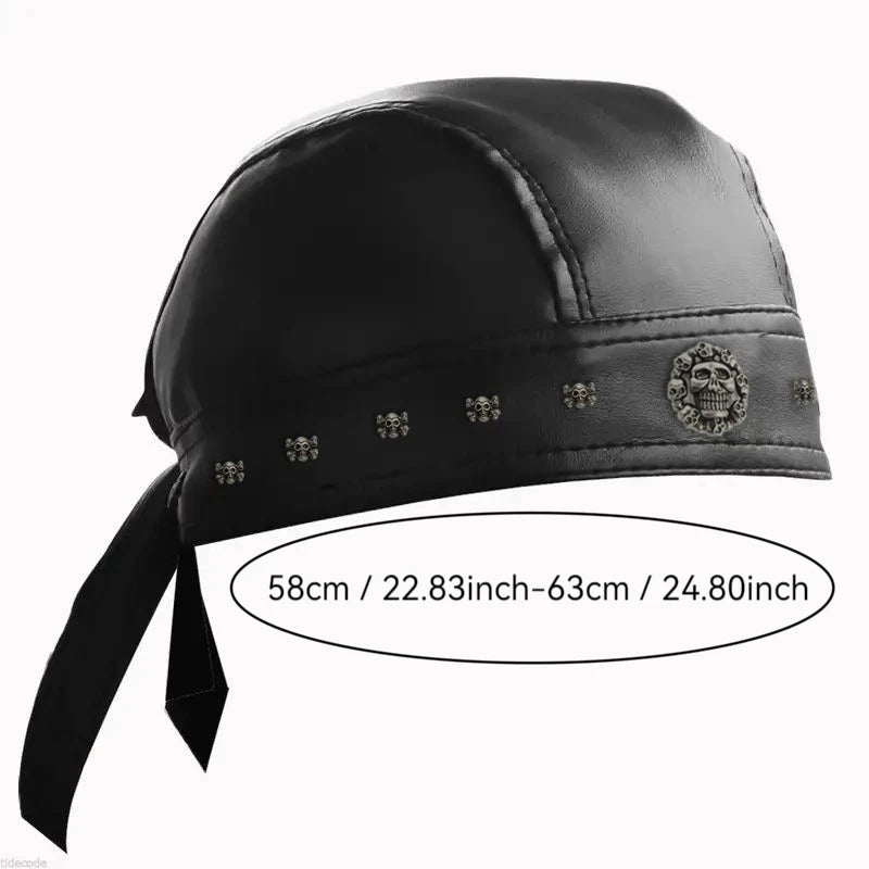 Motorcycle Biker Leather Adjustable Skull Cap by RiderOut