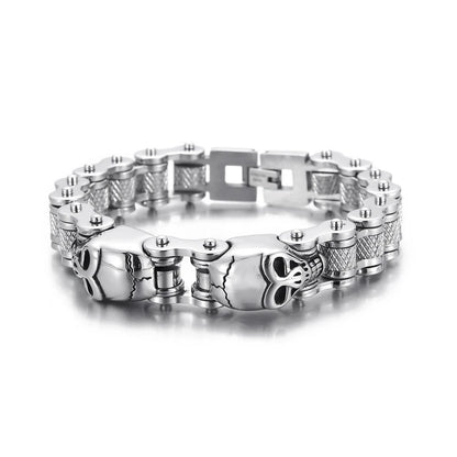 Gothic Skull Head Charm Motorcycle Chain Bracelet by RiderOut™