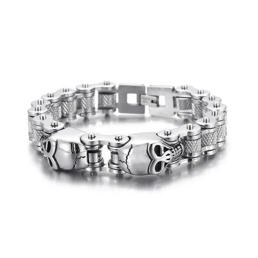 Gothic Skull Head Charm Motorcycle Chain Bracelet by RiderOut™