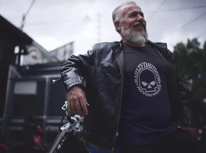 Black HD Skull Logo Cotton T-shirt by RiderOut™