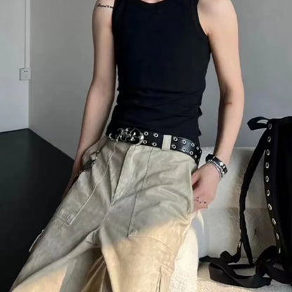 Black PU Leather Punk Style Belt by RiderOut™