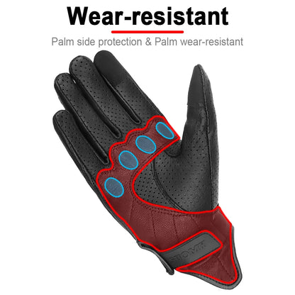 Perforated Motorcycle Retro Leather Gloves by RiderOut™