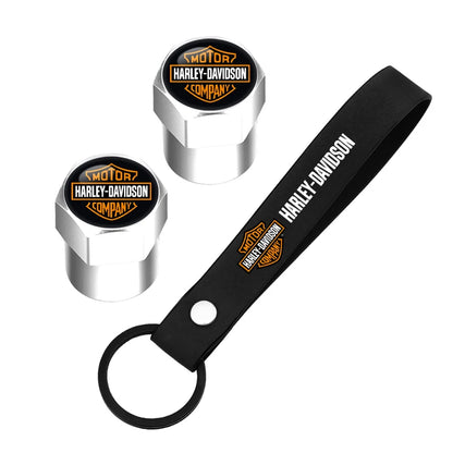 HD Logo Motorcycle Suede Key Rings Keychain & Tire Valve Stem Caps by RiderOut™