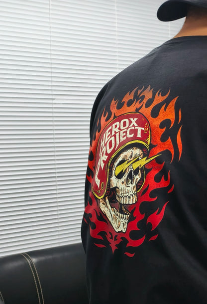 HD Classic Vintage Fire Skull Lightning Eye Motorcycle T-shirt