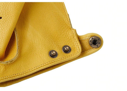 HD Skull Logo Yellow Full Finger Vintage Motorcycle Gloves by RiderOut
