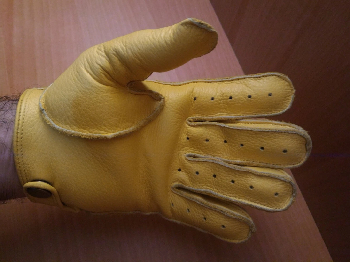 HD Skull Logo Yellow Full Finger Vintage Motorcycle Gloves by RiderOut